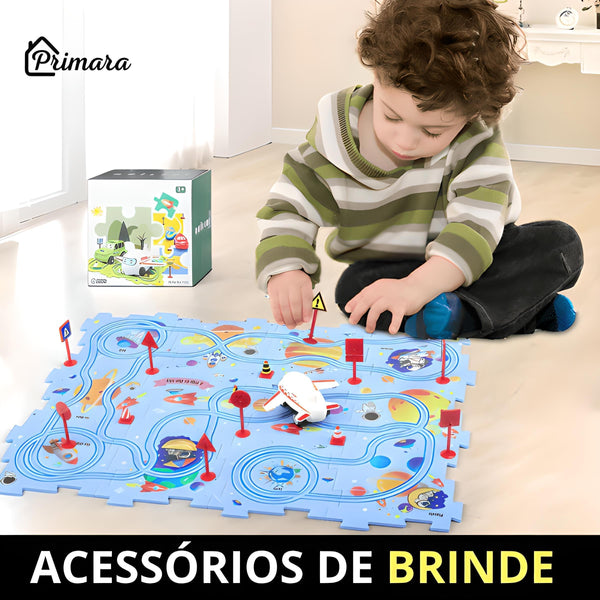 Pista Carkids - Carrinho Elétrico com Trilha Educativa + Acessórios de Brinde - Loja Primara