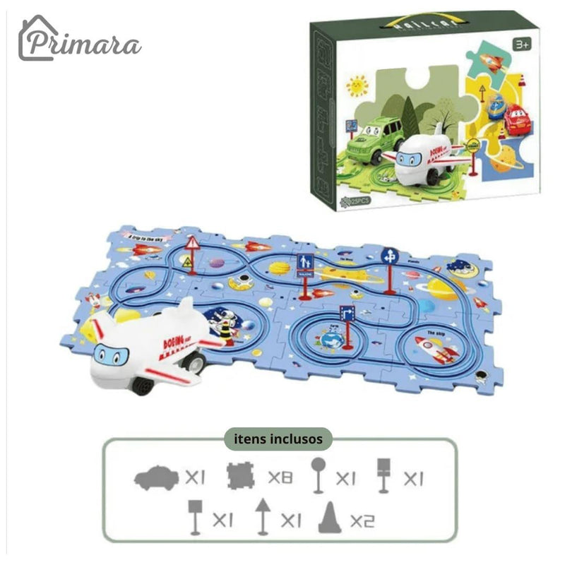 Pista Carkids - Carrinho Elétrico com Trilha Educativa + Acessórios de Brinde - Loja Primara