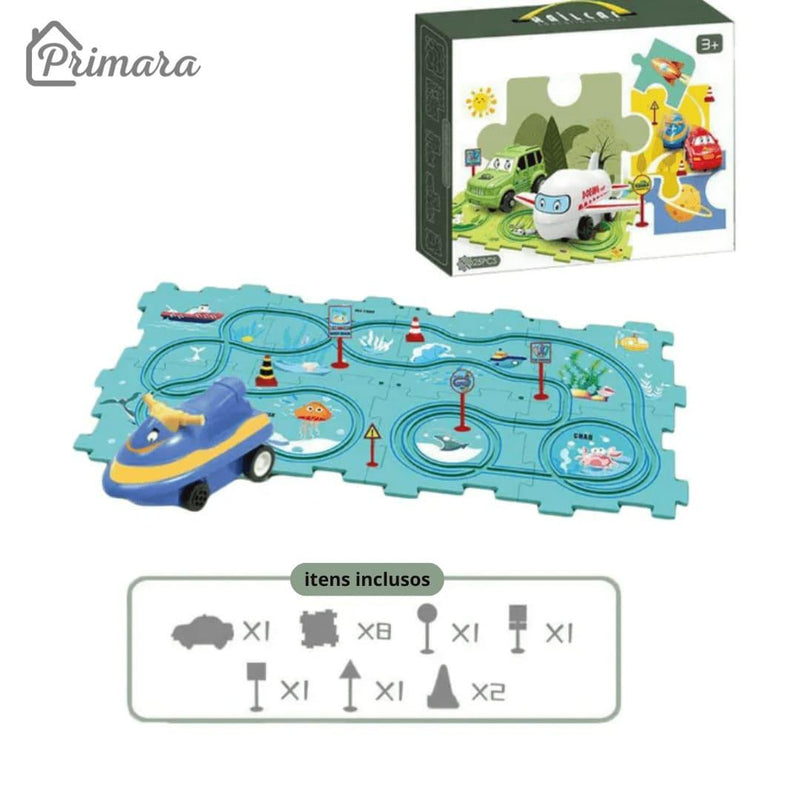 Pista Carkids - Carrinho Elétrico com Trilha Educativa + Acessórios de Brinde - Loja Primara