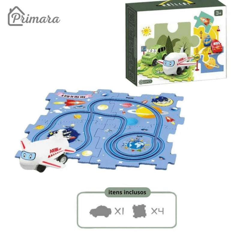 Pista Carkids - Carrinho Elétrico com Trilha Educativa + Acessórios de Brinde - Loja Primara