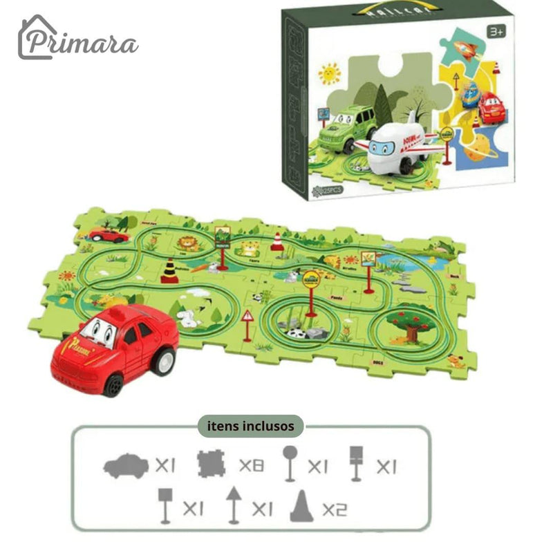 Pista Carkids - Carrinho Elétrico com Trilha Educativa + Acessórios de Brinde - Loja Primara