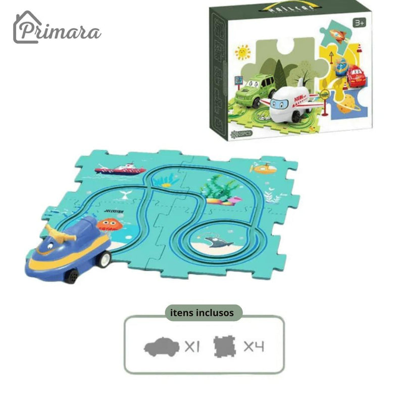 Pista Carkids - Carrinho Elétrico com Trilha Educativa + Acessórios de Brinde - Loja Primara